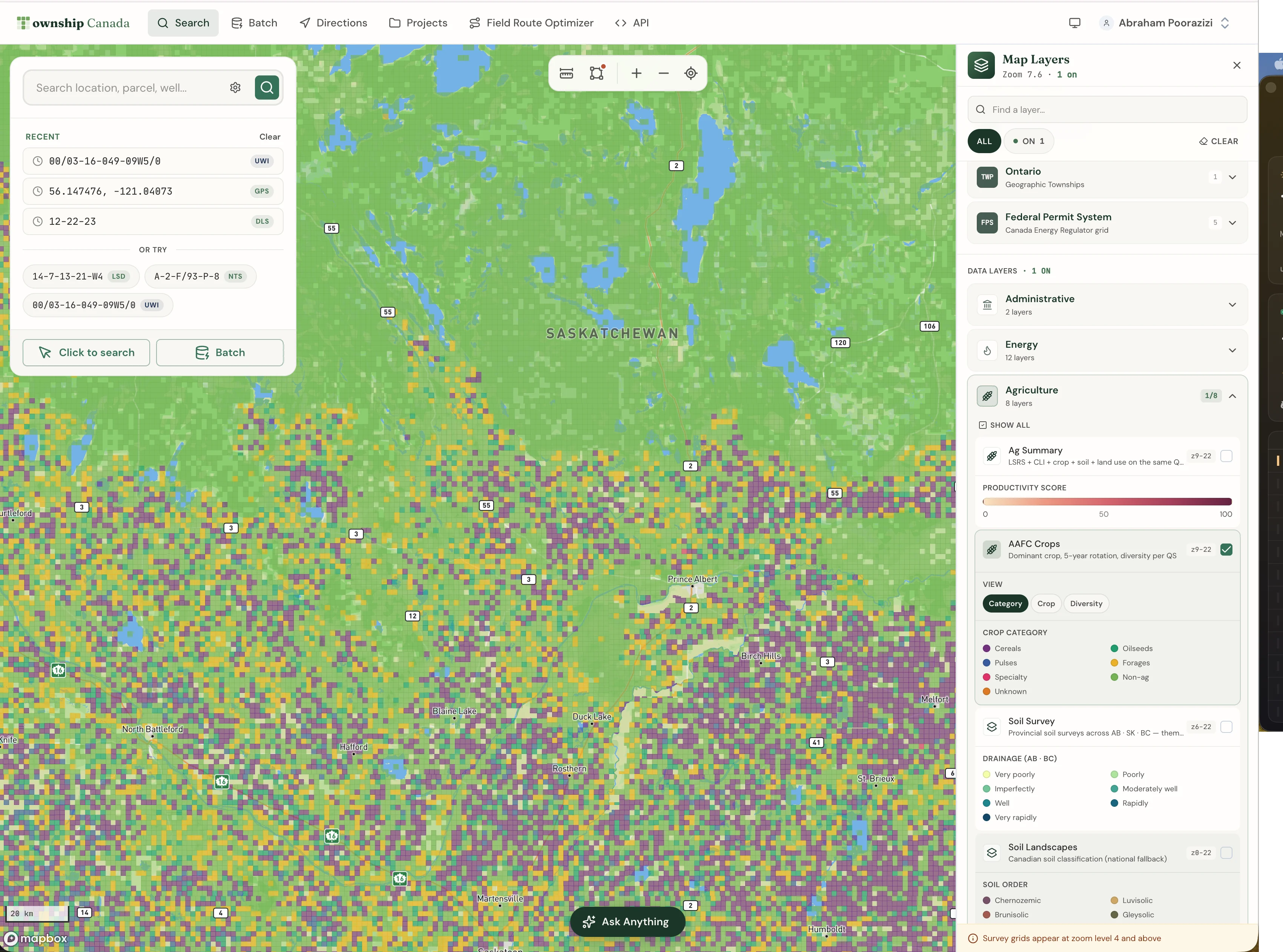 Township Canada in Saskatchewan: Energy and Agriculture Data on the DLS Grid